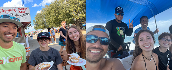 Collage featuring Doctor Brunner on vacation with family